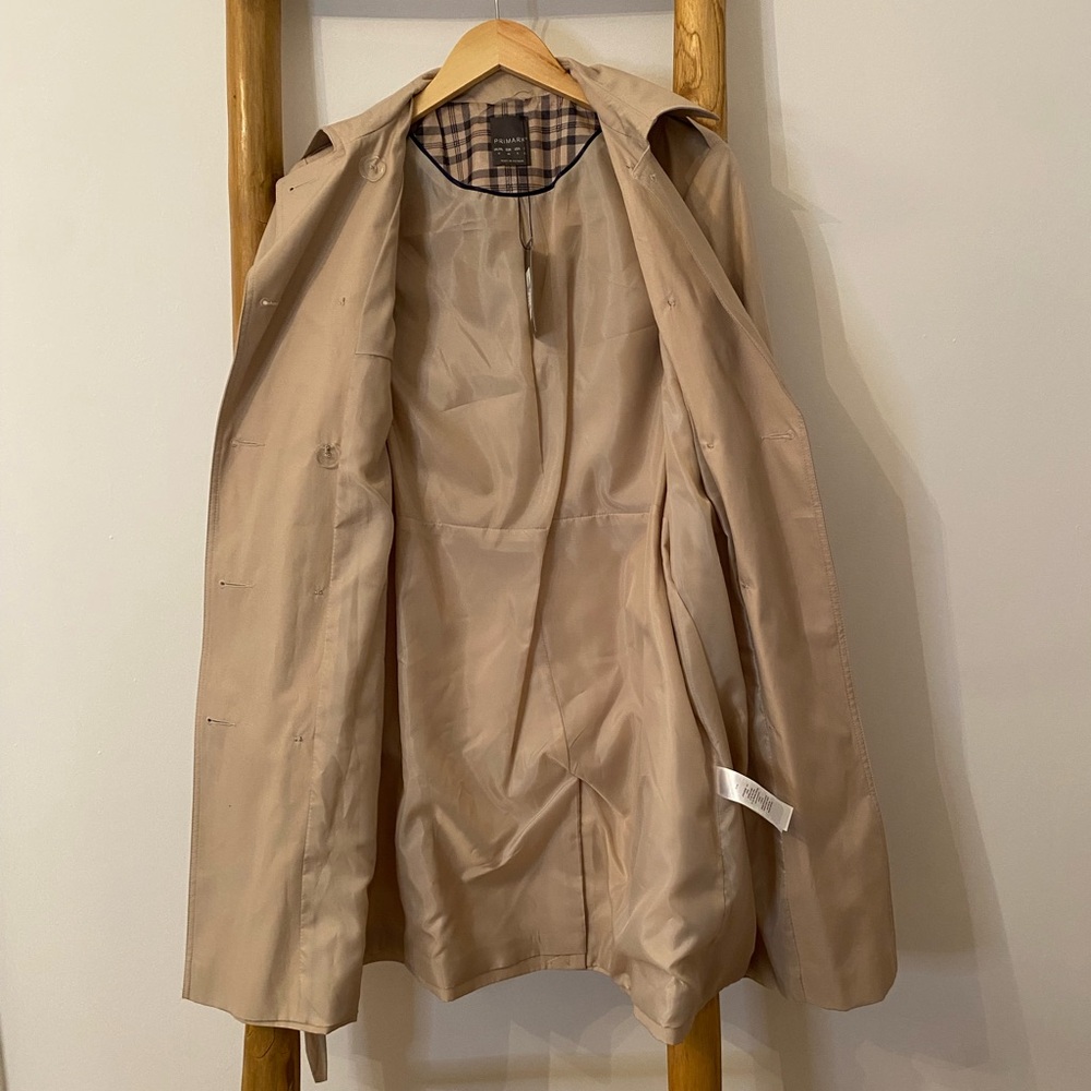 NWT! Primark Beige Double-Breasted Trench Coat Size 8 Preppy Fall Winter Trendy - Picture 10 of 11
